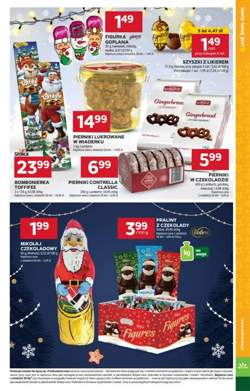 Gazetka promocyjna Stokrotka - ważna 19.12 do 25.12.2024 - strona 9 - produkty: Fa, Gin, Goplana, LANA, Likier, Miecz, Piernik, Pierniki w czekoladzie, Renifer, Tatra, Toffifee, Warzywa