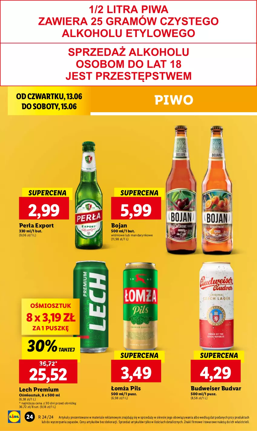 Gazetka promocyjna Lidl - GAZETKA - ważna 13.06 do 15.06.2024 - strona 32 - produkty: Lech Premium, Perła, Piwo, Por, Ser
