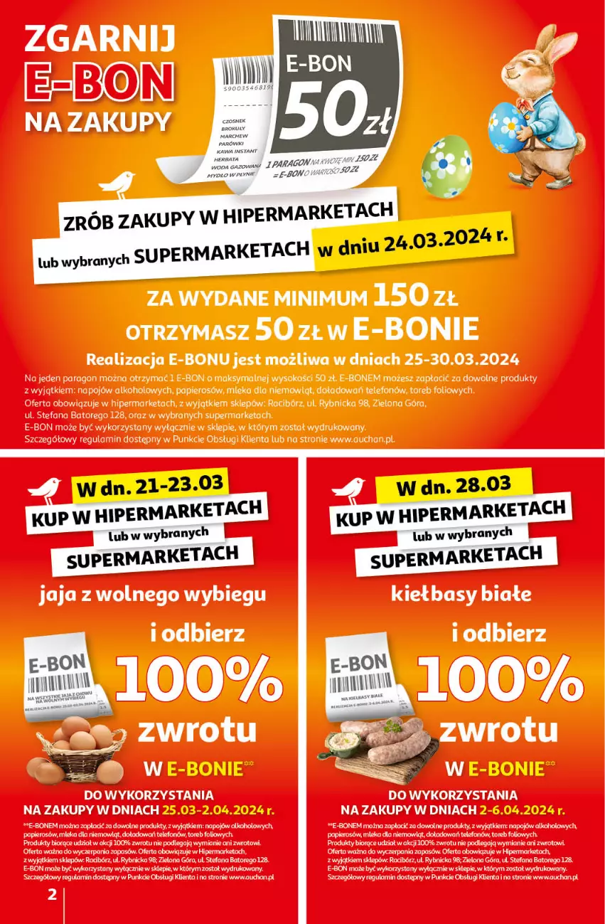 Gazetka promocyjna Auchan - Wielkanoc z najlepszej cenie! Część 2. Moje Auchan - ważna 21.03 do 30.03.2024 - strona 2 - produkty: Fa, Jaja, Papier, Sok, Telefon