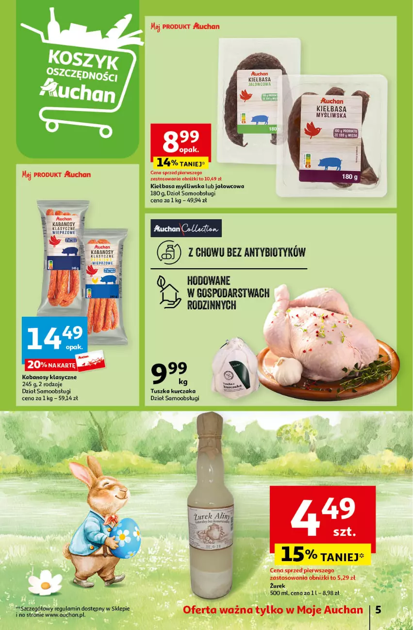 Gazetka promocyjna Auchan - Wielkanoc z najlepszej cenie! Część 2. Moje Auchan - ważna 21.03 do 30.03.2024 - strona 5 - produkty: BIC, Kabanos, Kiełbasa, Kurczak, Tusz