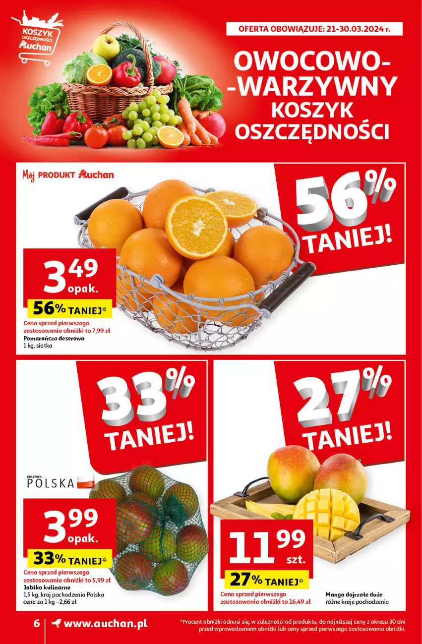 Gazetka promocyjna Auchan - Wielkanoc z najlepszej cenie! Część 2. Moje Auchan - ważna 21.03 do 30.03.2024 - strona 6 - produkty: Deser, Mango, Ser, Siatka