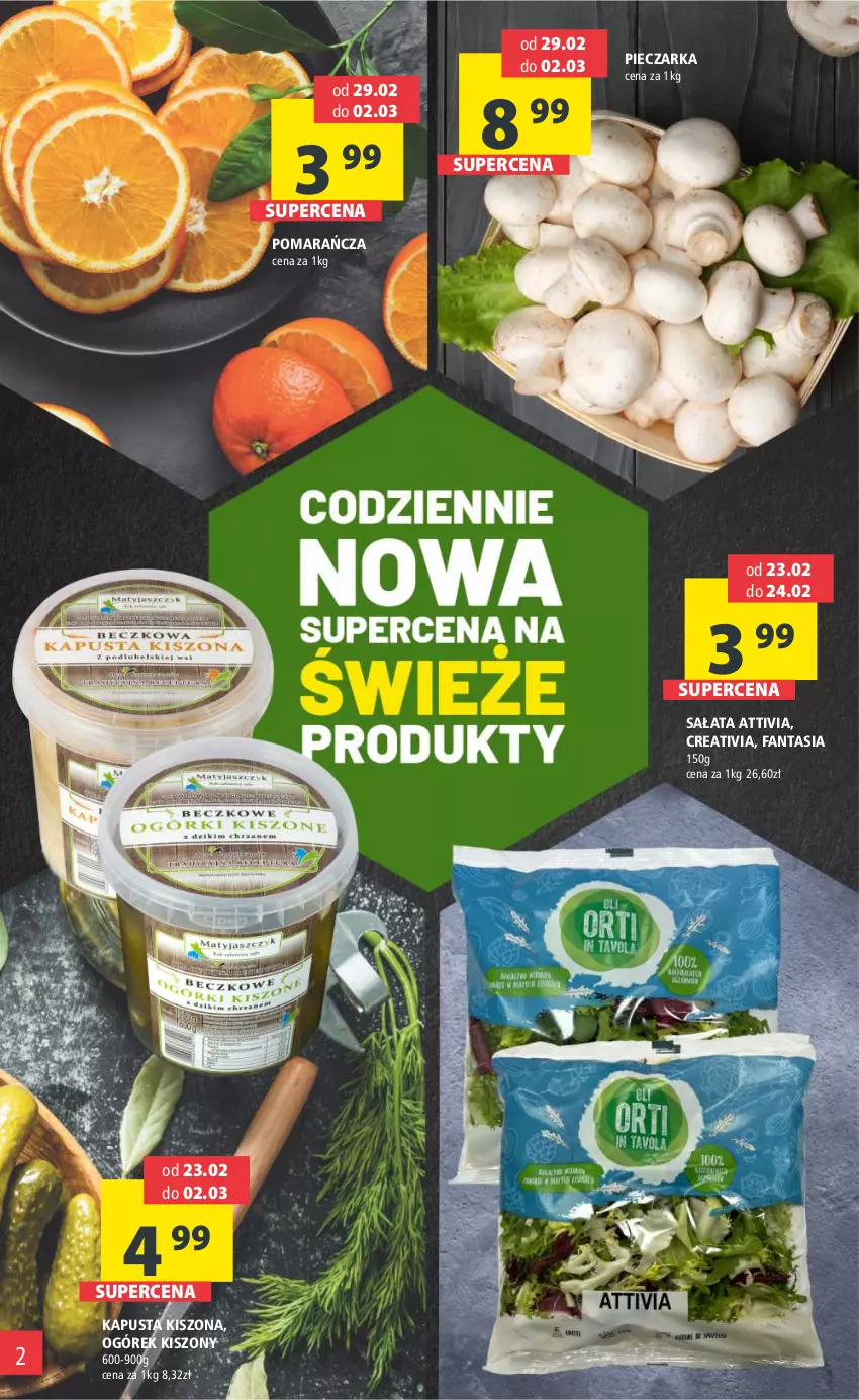 Gazetka promocyjna Arhelan - Gazetka - ważna 23.02 do 03.03.2024 - strona 2 - produkty: Fa, Fanta, Ogórek, Piec, Pieczarka, Sałat