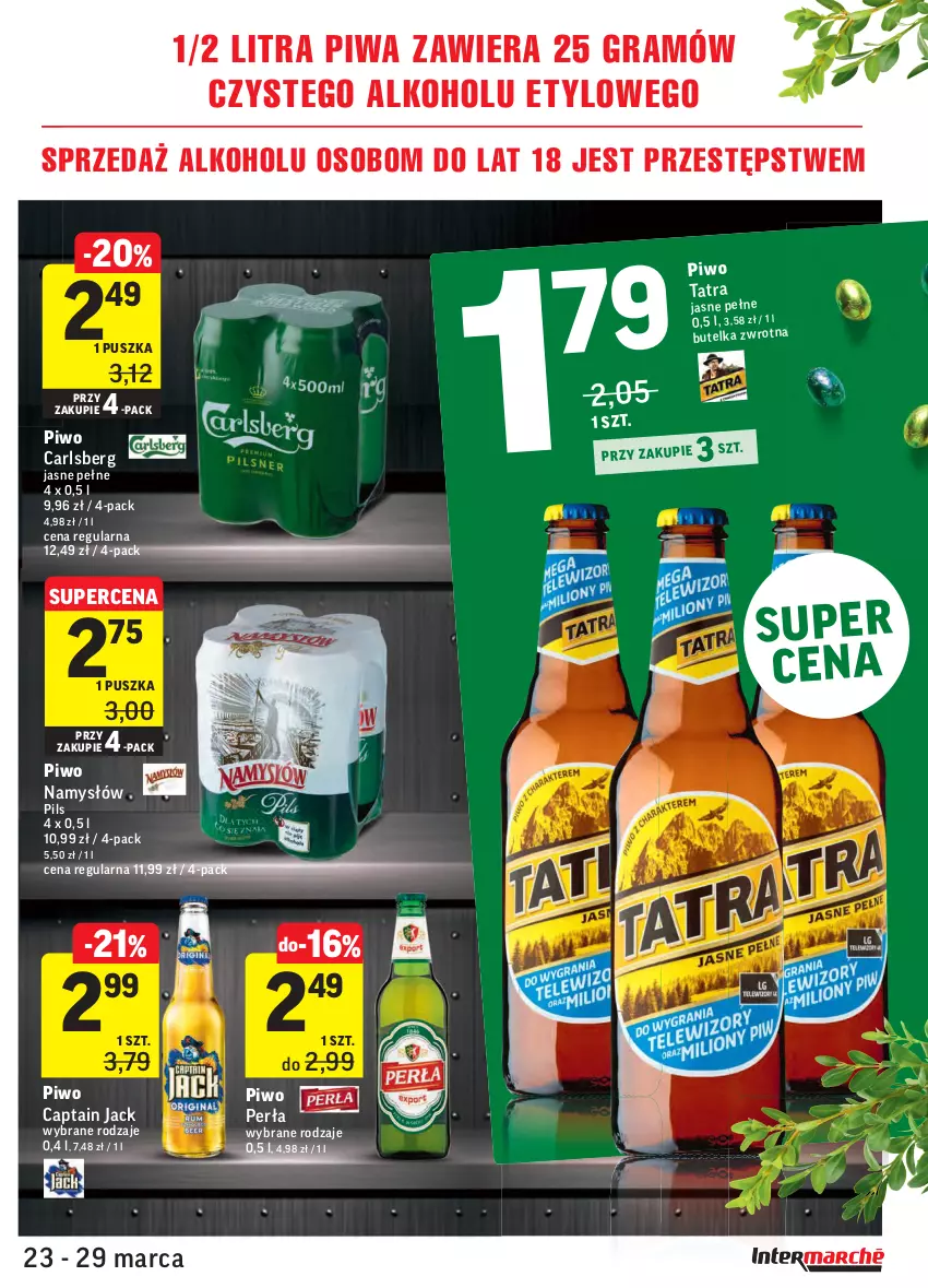 Gazetka promocyjna Intermarche - Wielkanoc - ważna 23.03 do 29.03.2021 - strona 39 - produkty: Captain Jack, Carlsberg, Gra, Namysłów, Perła, Piwa, Piwo, Tatra