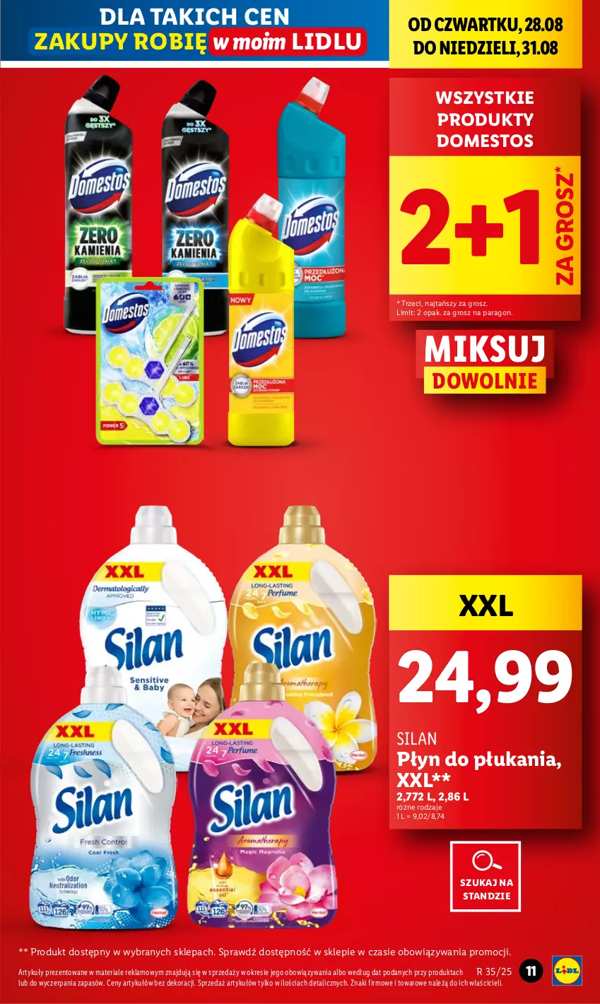 Gazetka promocyjna Lidl - GAZETKA - ważna 28.08 do 31.08.2025 - strona 11 - produkty: Domestos, Płyn do płukania, Silan