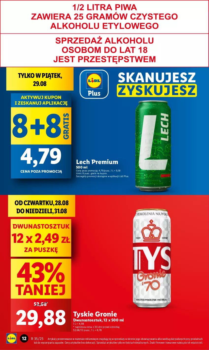 Gazetka promocyjna Lidl - GAZETKA - ważna 28.08 do 31.08.2025 - strona 12 - produkty: Gra, Lech Premium, Tyskie