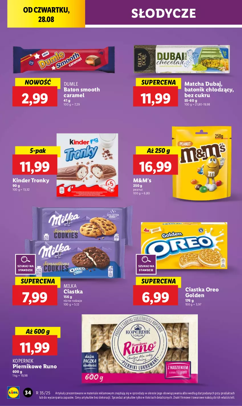 Gazetka promocyjna Lidl - GAZETKA - ważna 28.08 do 31.08.2025 - strona 38 - produkty: Baton, Ciastka, Kinder, Milka, Oreo, Piernik, Tonik