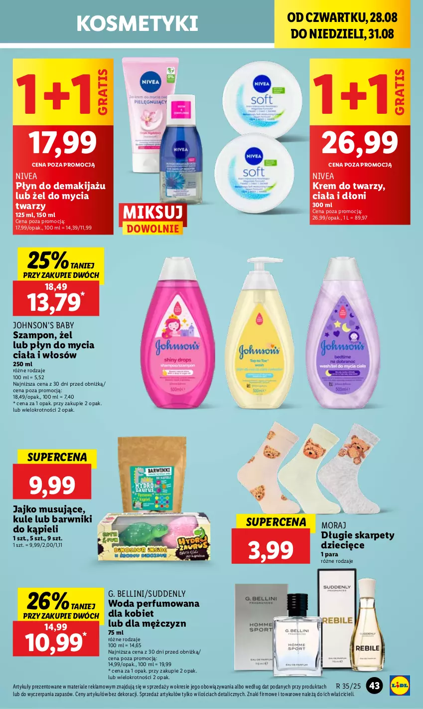 Gazetka promocyjna Lidl - GAZETKA - ważna 28.08 do 31.08.2025 - strona 47 - produkty: Bell, Dzieci, Gra, Johnson's, Johnson's Baby, Karp, Krem do twarzy, Makijaż, Mus, Nivea, Perfum, Płyn do mycia, Szampon, Woda, Woda perfumowana