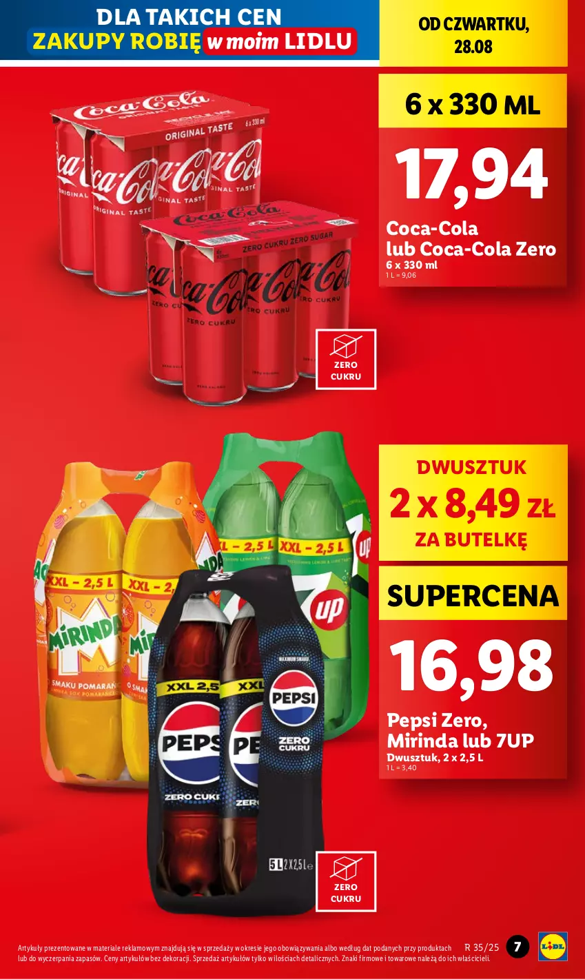 Gazetka promocyjna Lidl - GAZETKA - ważna 28.08 do 31.08.2025 - strona 7 - produkty: 7up, Coca-Cola, Mirinda, Pepsi