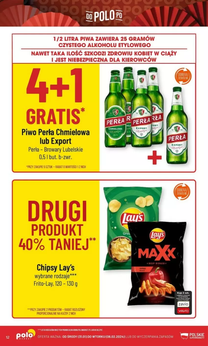 Gazetka promocyjna PoloMarket - ważna 31.01 do 06.02.2024 - strona 4 - produkty: Chipsy, Perła, Piwo, Por