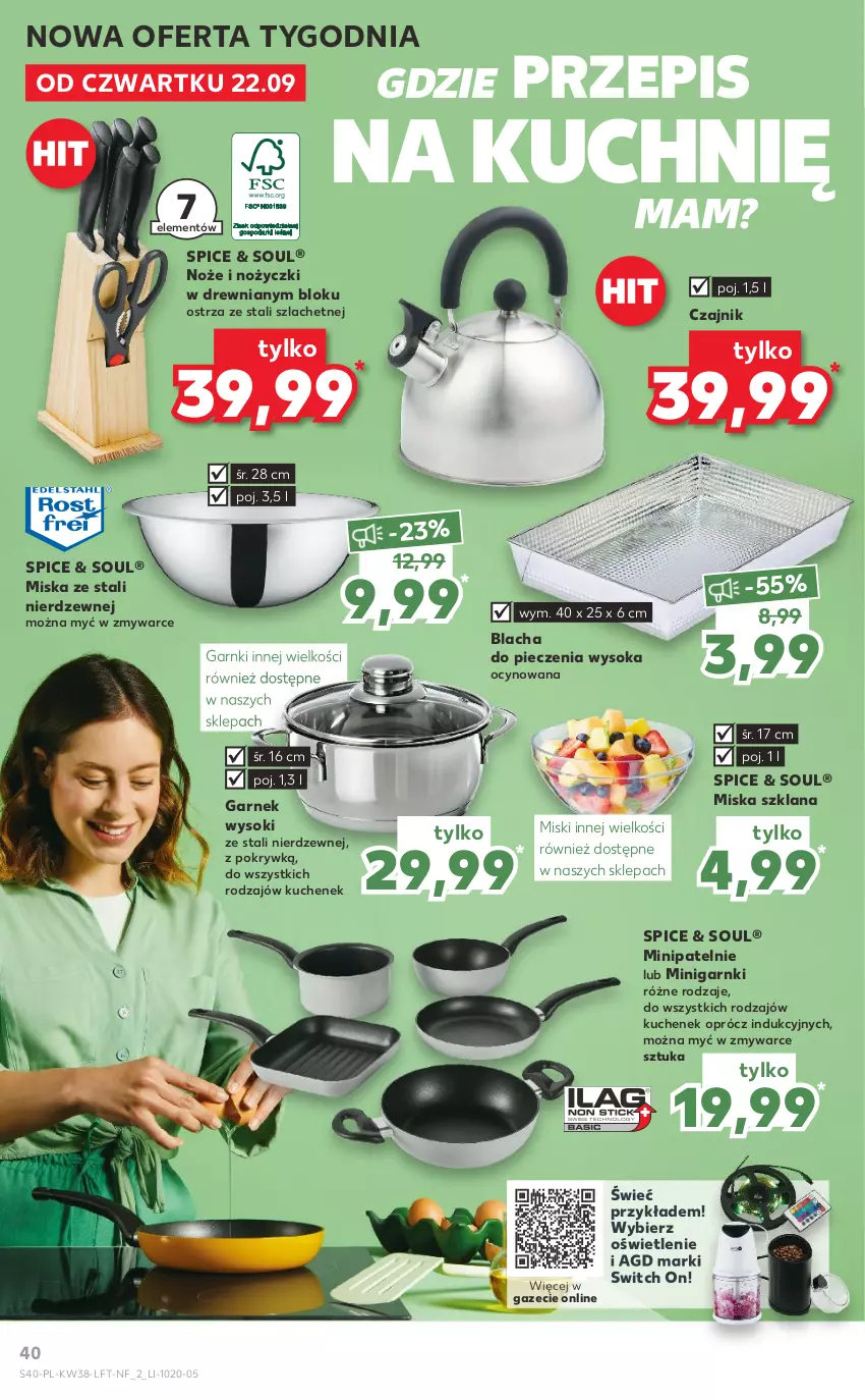 Gazetka promocyjna Kaufland - OFERTA TYGODNIA - ważna 22.09 do 28.09.2022 - strona 40 - produkty: Blacha do pieczenia, Czajnik, Garnek, LANA, Miska, Noż, Nożyczki, Piec, Sok