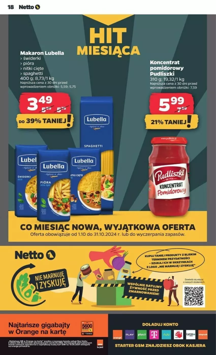 Gazetka promocyjna Netto - ważna 24.10 do 30.10.2024 - strona 10 - produkty: Bell, Bella, Fa, Koncentrat pomidorowy, Lubella, Makaron, Pudliszki, Spaghetti