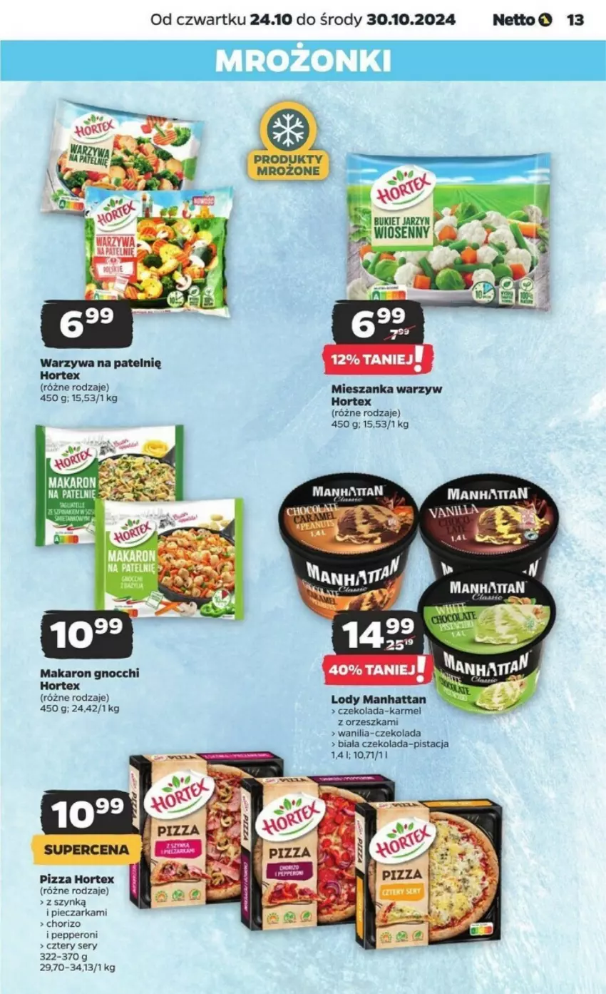 Gazetka promocyjna Netto - ważna 24.10 do 30.10.2024 - strona 5 - produkty: Bukiet, Czekolada, Gnocchi, Hortex, Makaron, Piec, Pieczarka, Pizza, Produkty mrożone, Ser, Warzywa