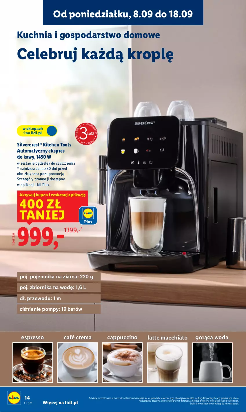 Gazetka promocyjna Lidl - GAZETKA - ważna 08.09 do 13.09.2025 - strona 16 - produkty: Cappuccino, Chia, Kuchnia, Pojemnik, Silvercrest, Woda