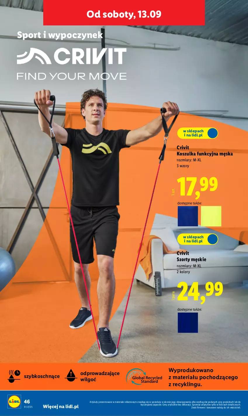 Gazetka promocyjna Lidl - GAZETKA - ważna 08.09 do 13.09.2025 - strona 50 - produkty: Control, Kosz, Koszulka, Koszulka funkcyjna, LG, Por, Sport, Szorty