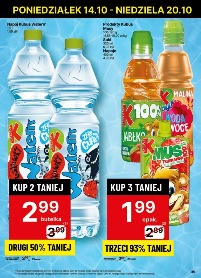 Gazetka promocyjna Delikatesy Centrum - ważna 14.10 do 20.10.2024 - strona 29 - produkty: Kubuś, Kubuś Waterrr, Mus, Napój, Napoje, Rum, Sok