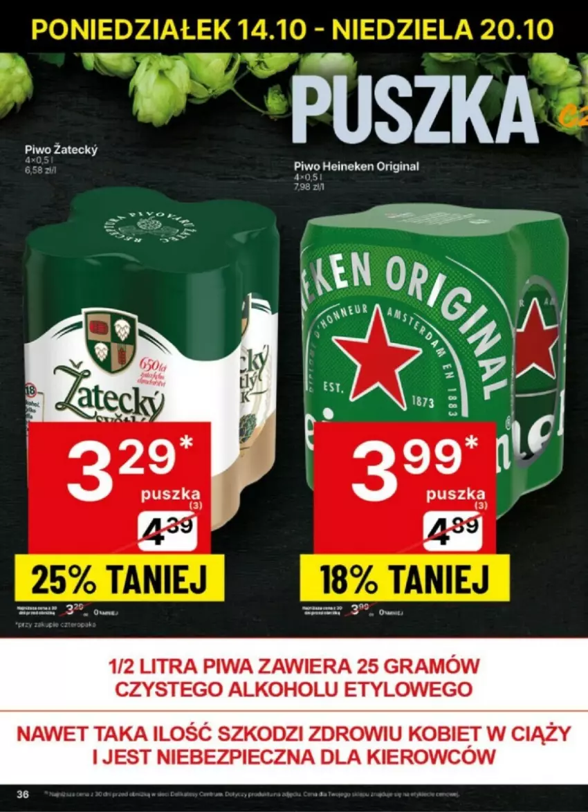 Gazetka promocyjna Delikatesy Centrum - ważna 14.10 do 20.10.2024 - strona 30 - produkty: Gin, Gra, Heineken, Piec, Piwa, Piwo