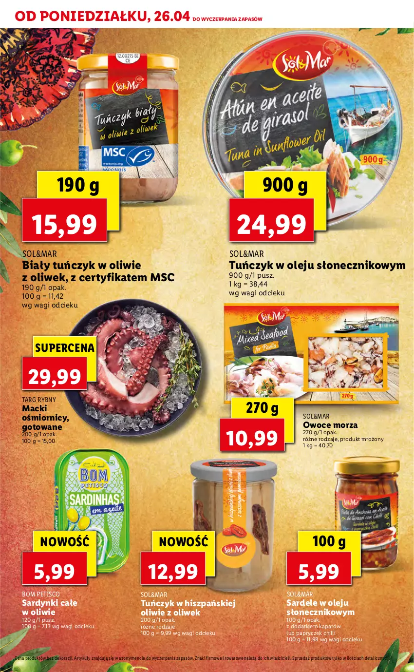 Gazetka promocyjna Lidl - TYDZIEŃ SMAKÓW IBERYJSKICH - ważna 26.04 do 30.04.2021 - strona 16 - produkty: Olej, Owoce, Owoce morza, Sardynki, Tuńczyk, Wagi