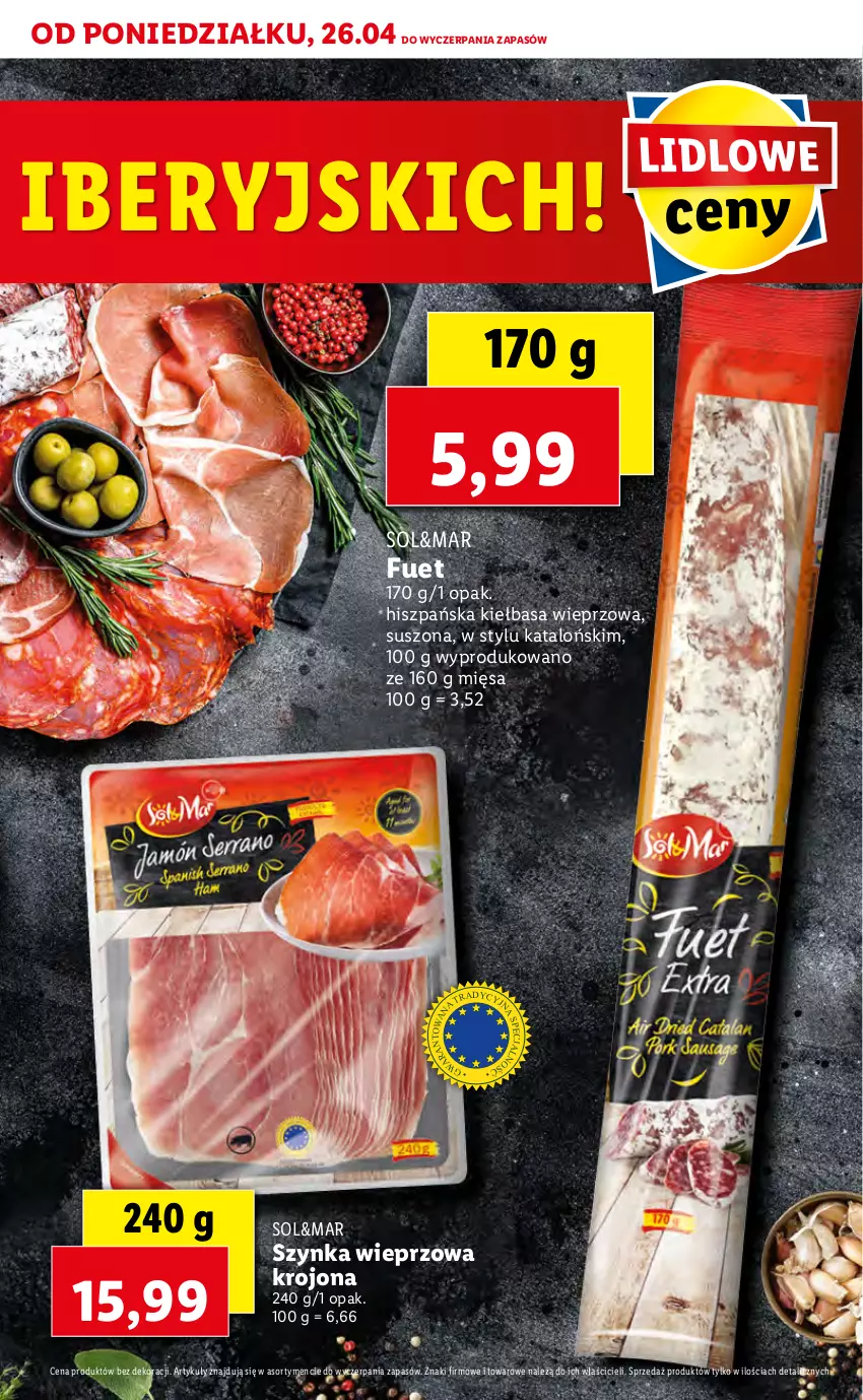 Gazetka promocyjna Lidl - TYDZIEŃ SMAKÓW IBERYJSKICH - ważna 26.04 do 30.04.2021 - strona 3 - produkty: Kiełbasa, Szynka, Szynka wieprzowa