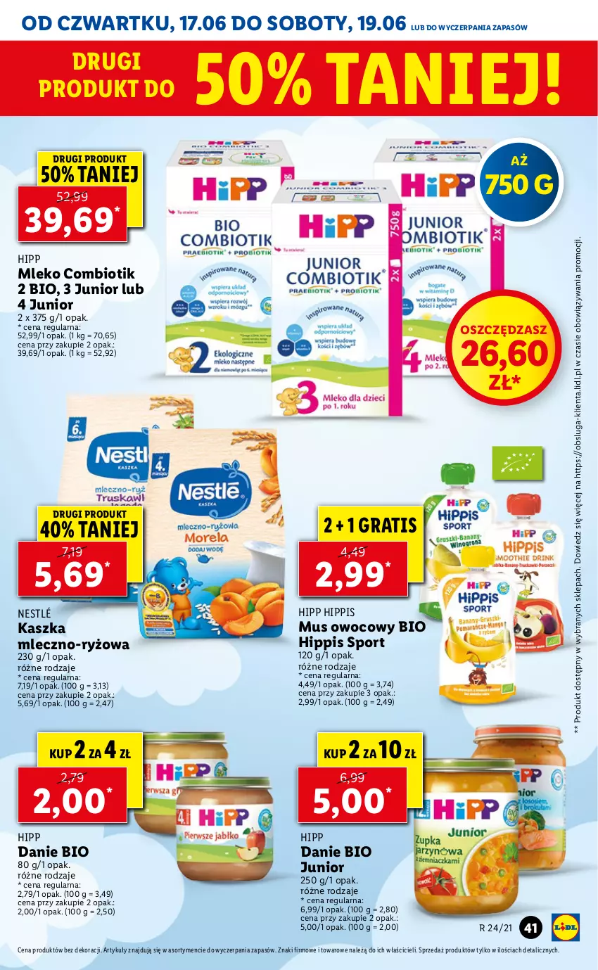 Gazetka promocyjna Lidl - GAZETKA - ważna 17.06 do 19.06.2021 - strona 41 - produkty: Gra, HiPP, Mleko, Mus, Nestlé, Por, Ryż, Sport