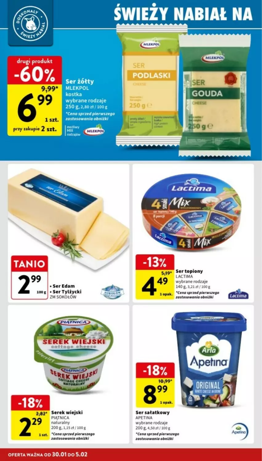 Gazetka promocyjna Intermarche - ważna 30.01 do 05.02.2025 - strona 13 - produkty: Edam, Piątnica, Sałat, Ser, Ser topiony, Ser tylżycki, Serek, Serek wiejski, Sok, Sokołów, Top