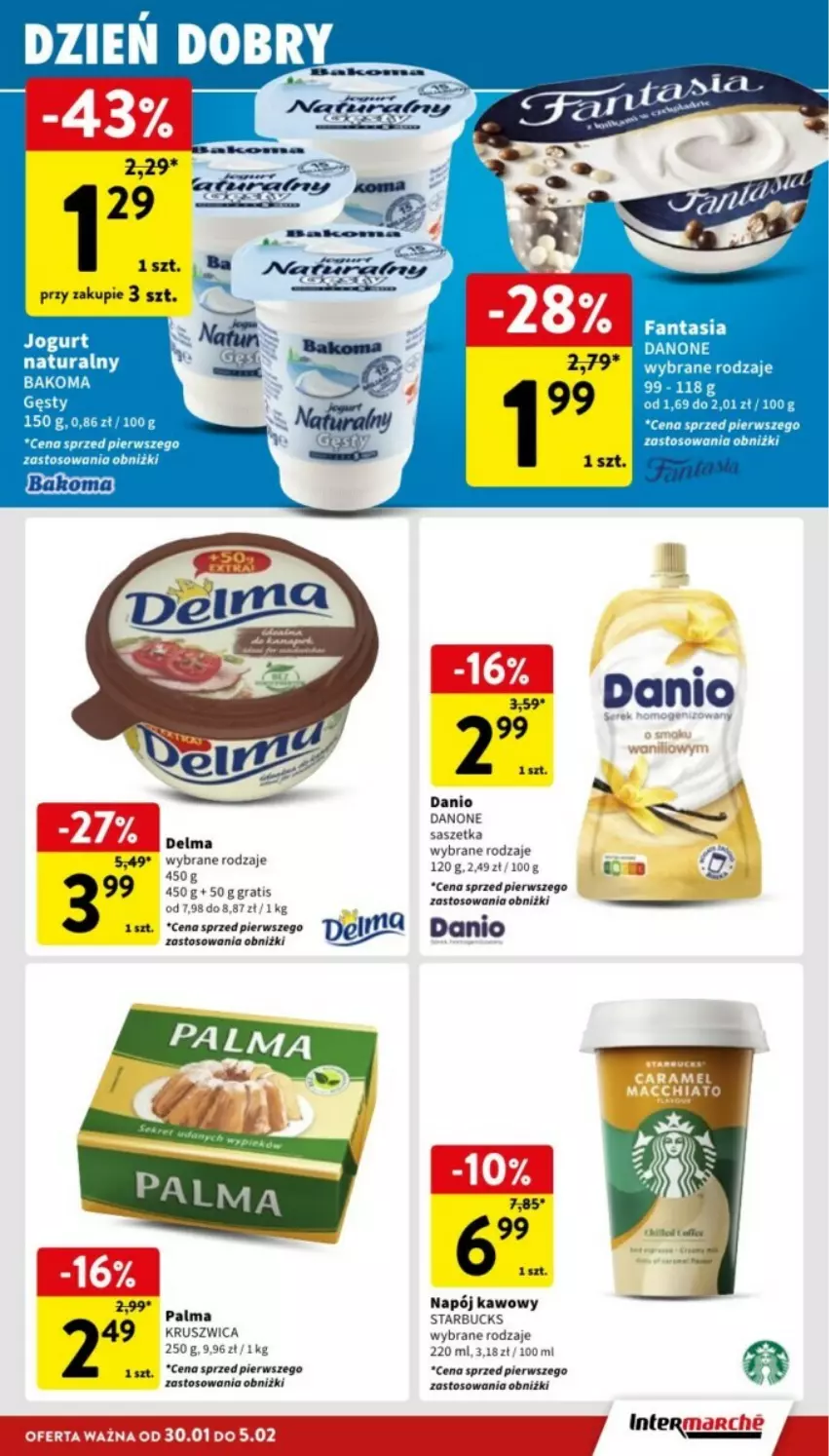 Gazetka promocyjna Intermarche - ważna 30.01 do 05.02.2025 - strona 14 - produkty: Bakoma, Danio, Danone, Delma, Fa, Fanta, Gra, Napój, Palma