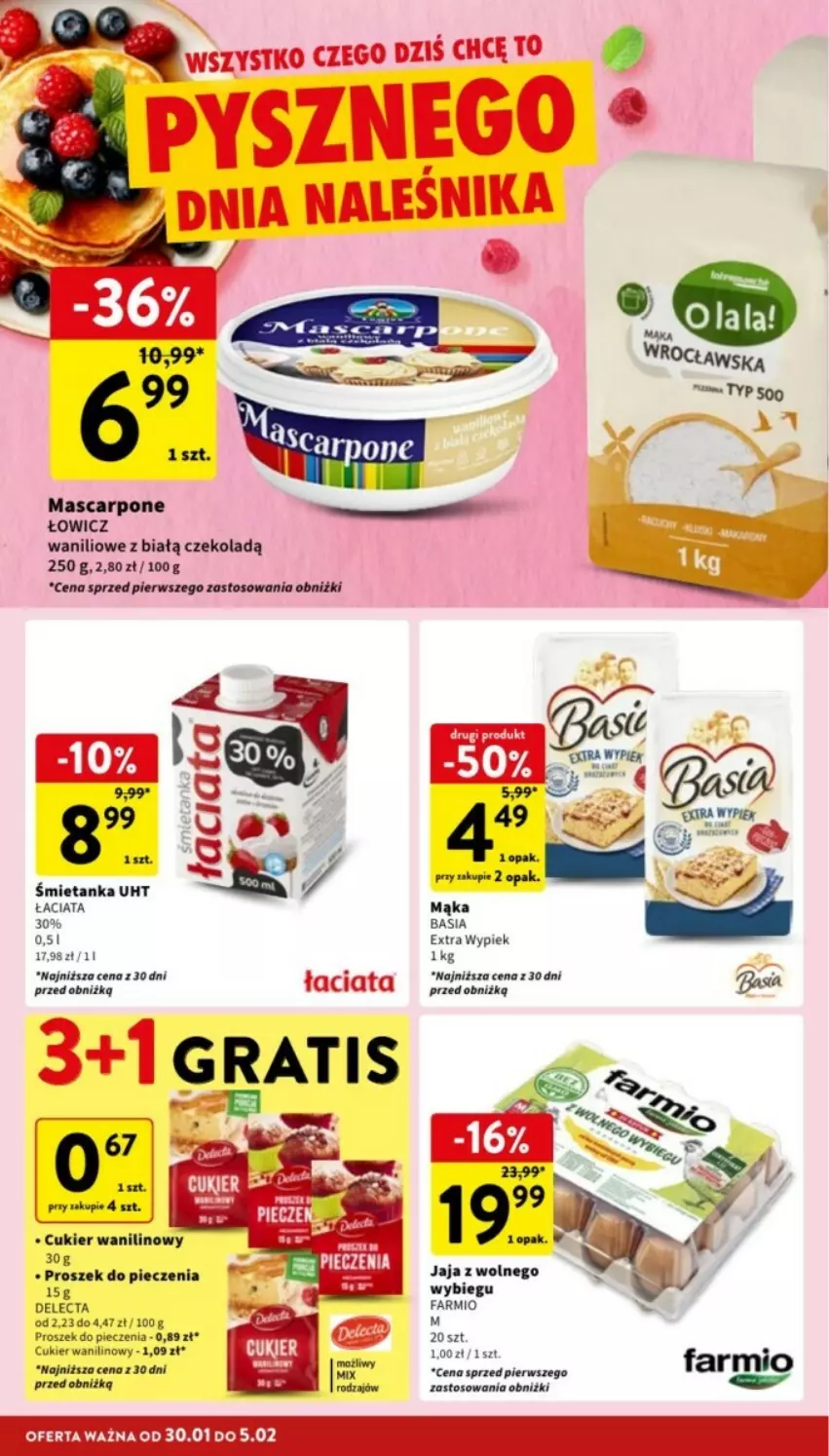 Gazetka promocyjna Intermarche - ważna 30.01 do 05.02.2025 - strona 19 - produkty: Basia, Cukier, Cukier wanilinowy, Delecta, Fa, Gra, Jaja, Mąka, Mascarpone, Piec, Proszek do pieczenia