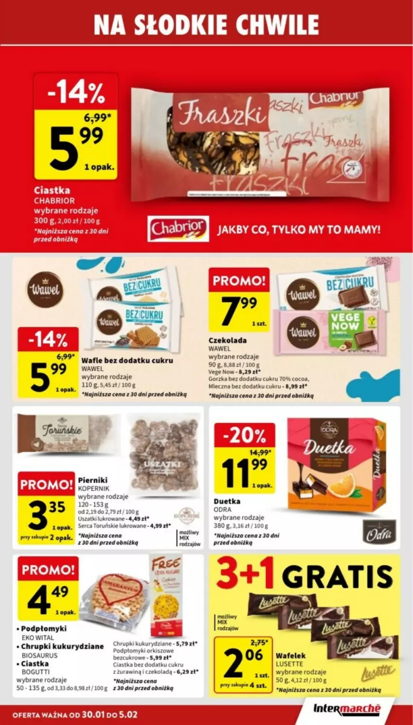 Gazetka promocyjna Intermarche - ważna 30.01 do 05.02.2025 - strona 22 - produkty: Chrupki, Ciastka, Czekolada, Fa, Piernik, Ser, Wafle, Wawel