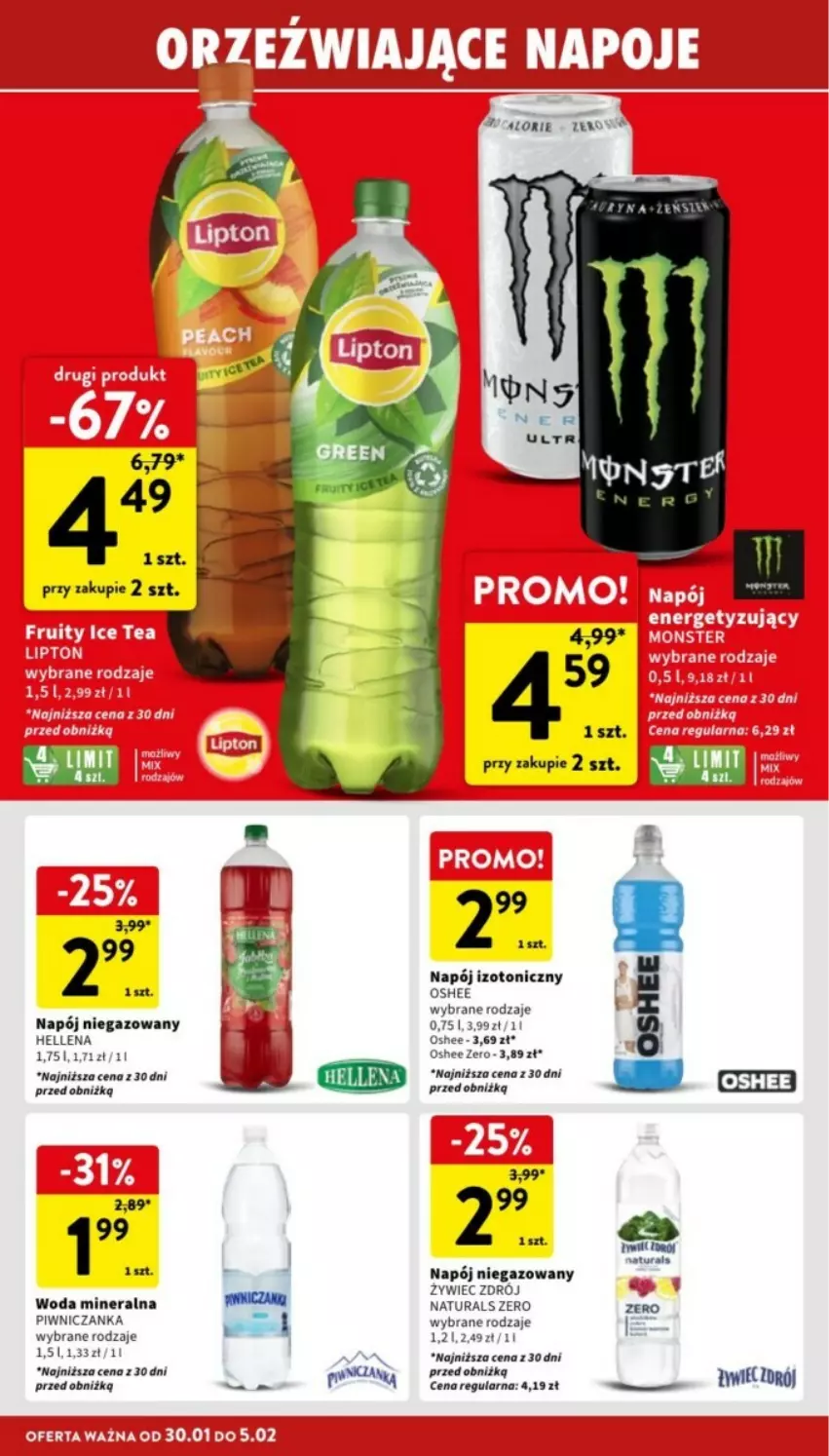 Gazetka promocyjna Intermarche - ważna 30.01 do 05.02.2025 - strona 26 - produkty: Hellena, Napój, Napój izotoniczny, Napój niegazowany, Oshee, Woda, Woda mineralna