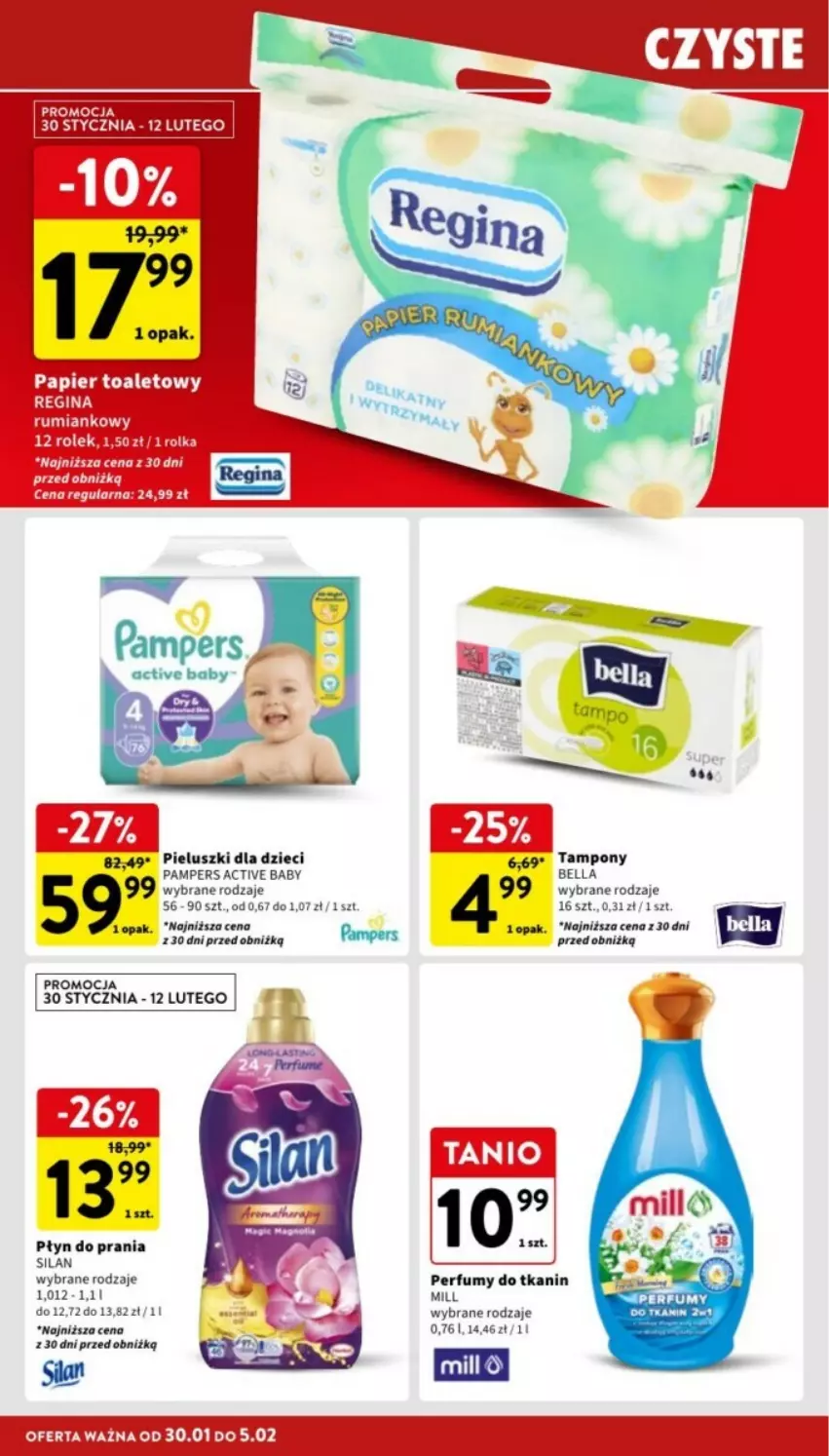 Gazetka promocyjna Intermarche - ważna 30.01 do 05.02.2025 - strona 30 - produkty: Bell, Bella, Dzieci, Gin, Pampers, Papier, Papier toaletowy, Perfum, Płyn do prania, Rum, Silan, Tampony