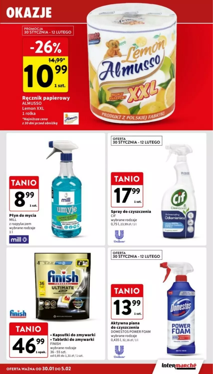 Gazetka promocyjna Intermarche - ważna 30.01 do 05.02.2025 - strona 31 - produkty: Cif, Domestos, Finish, Mus, Płyn do mycia, Tablet, Tabletki do zmywarki, Zmywarki