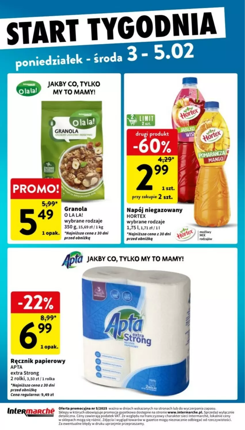 Gazetka promocyjna Intermarche - ważna 30.01 do 05.02.2025 - strona 38 - produkty: Gra, Granola, Hortex, Napój, Napój niegazowany, Papier, Ręcznik, Rolki