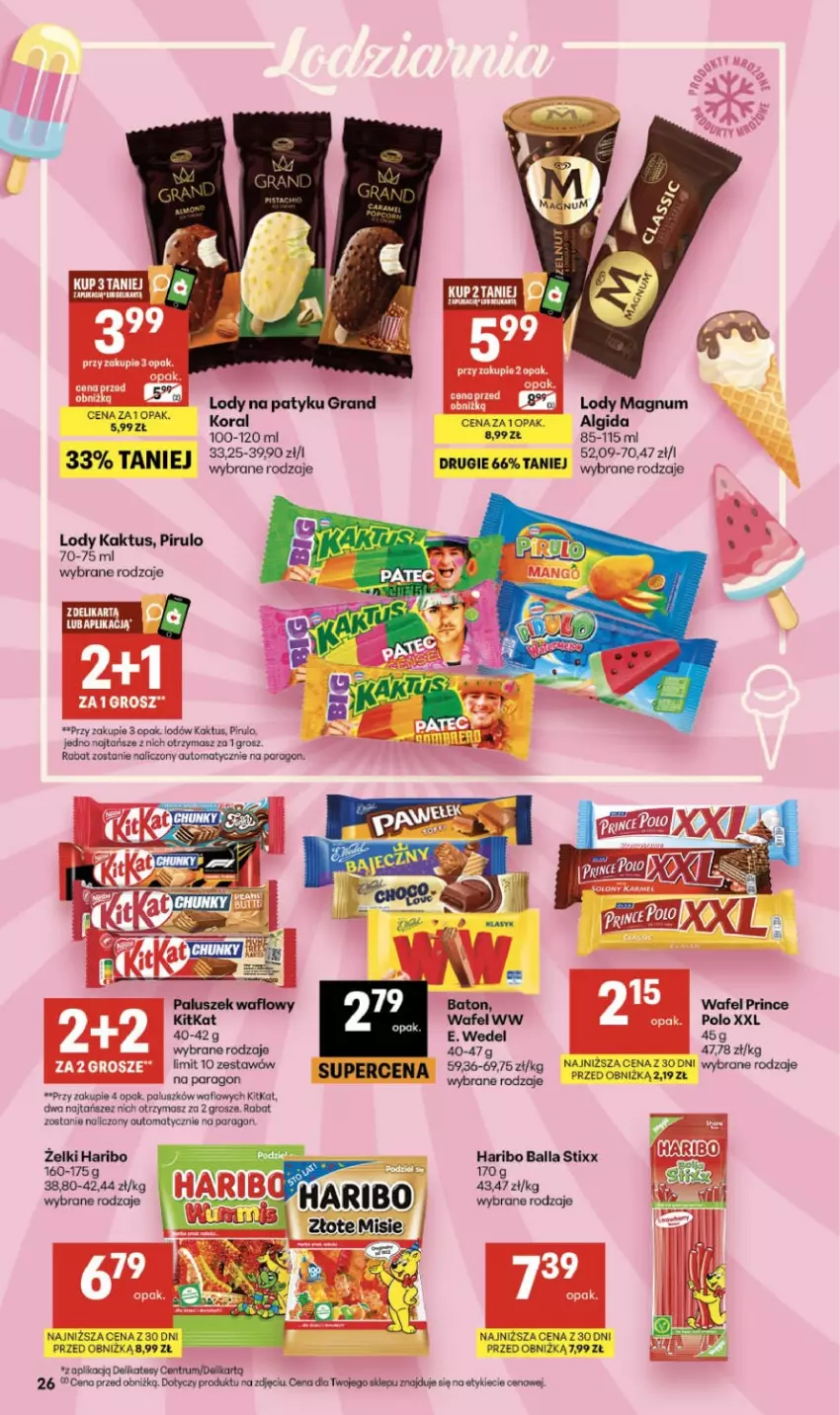 Gazetka promocyjna Delikatesy Centrum - Franczyza DC26 Czwartek - ważna 25.06 do 01.07.2026 - strona 26 - produkty: Algida, E. Wedel, Gra, Haribo, Kaktus, LG, Lody, Rum