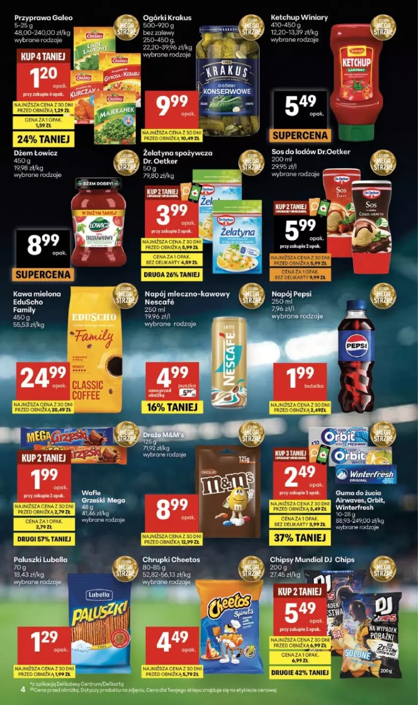 Gazetka promocyjna Delikatesy Centrum - Franczyza DC26 Czwartek - ważna 25.06 do 01.07.2026 - strona 4 - produkty: Bell, Bella, Chipsy, Dr. Oetker, Dżem, Gra, Ketchup, Lubella, Rum, Sok, Sos, Wafle, Winiary