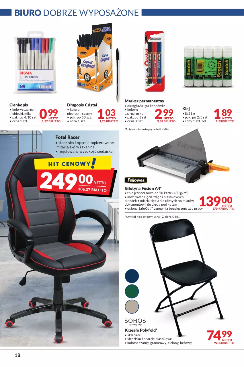 Gazetka promocyjna Makro - [Oferta promocyjna] Artykuły spożywcze i przemysłowe - ważna 19.10 do 30.10.2021 - strona 18 - produkty: Acer, Biuro, Długopis, Fotel, Fusion, Gra, Granat, Klej, Krzesło, Marker, Piec, Siedzisko, Sok