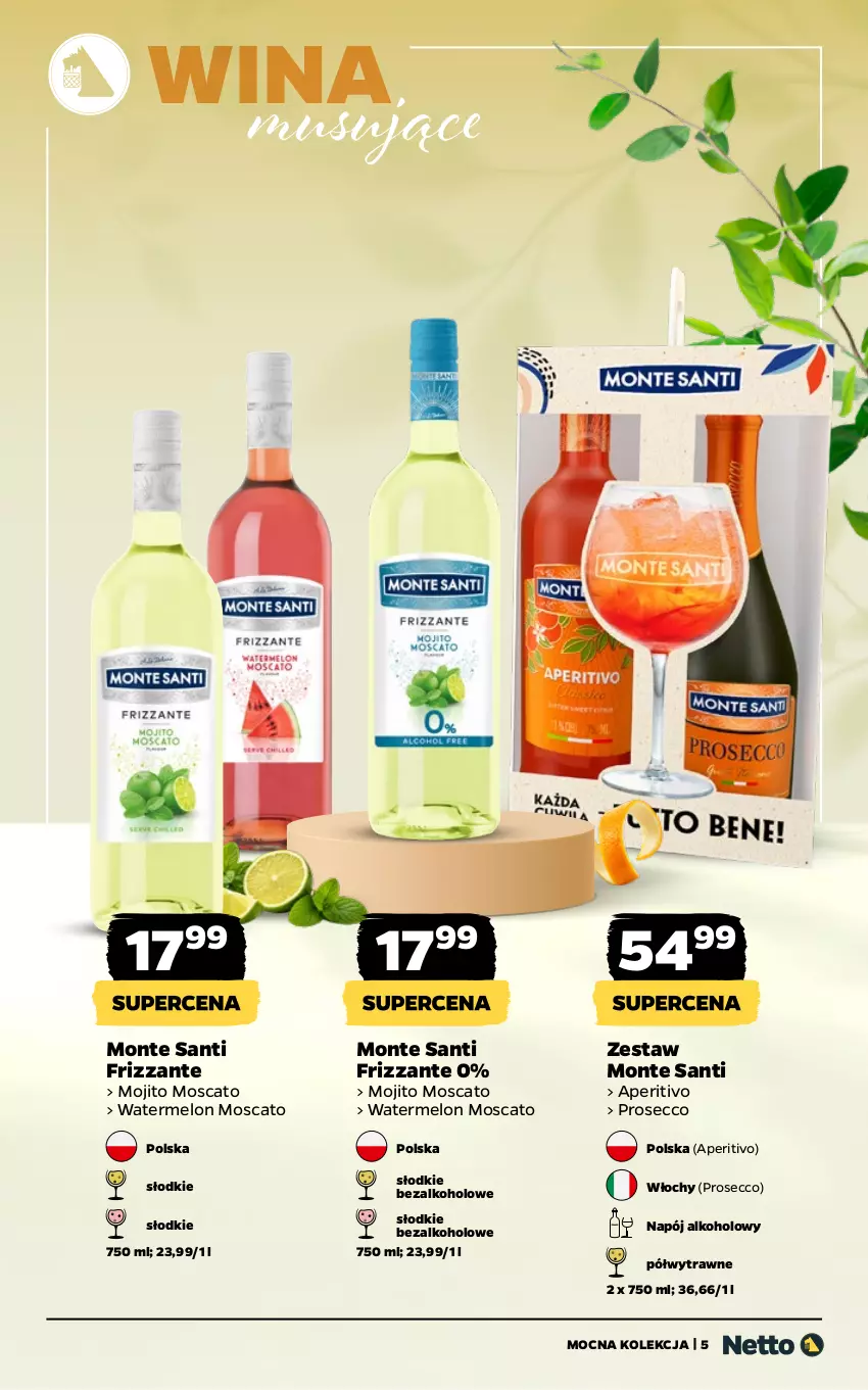 Gazetka promocyjna Netto - Alkohole - Mocne - ważna 30.03 do 11.04.2026 - strona 5 - produkty: Melon, Monte, Monte Santi, Mus, Napój, Prosecco