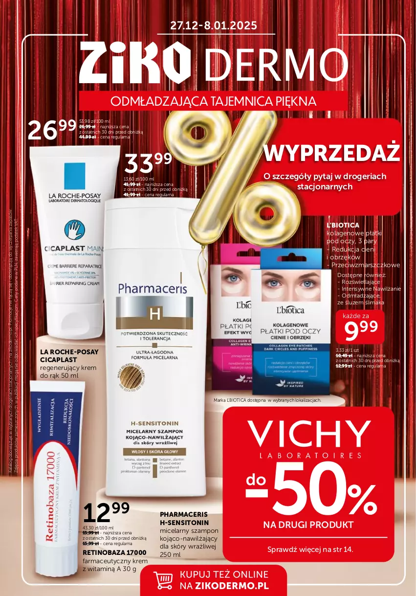 Gazetka promocyjna Ziko - Gazetka Ziko Dermo - ważna 27.12.2024 do 08.01.2025 - strona 1 - produkty: Acer, Fa, Kolagen, Krem do rąk, L'Biotica, La Roche-Posay, Mars, Pharmaceris, Sito, Szampon