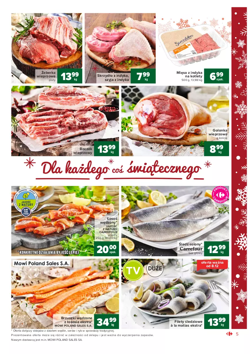 Gazetka promocyjna Carrefour - Gazetka Market - ważna 07.12 do 12.12.2021 - strona 5 - produkty: Boczek, Boczek wieprzowy, Golonka wieprzowa, Kotlet, Mięso, Mięso z indyka, Ser, Sos