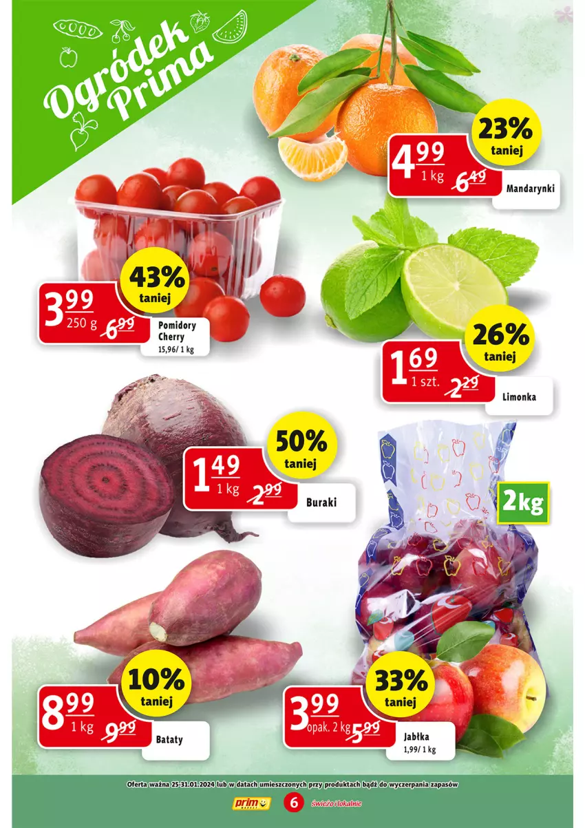 Gazetka promocyjna Prim Market - ważna 25.01 do 31.01.2024 - strona 6 - produkty: Jabłka, Limonka, Mandarynki, Pomidory