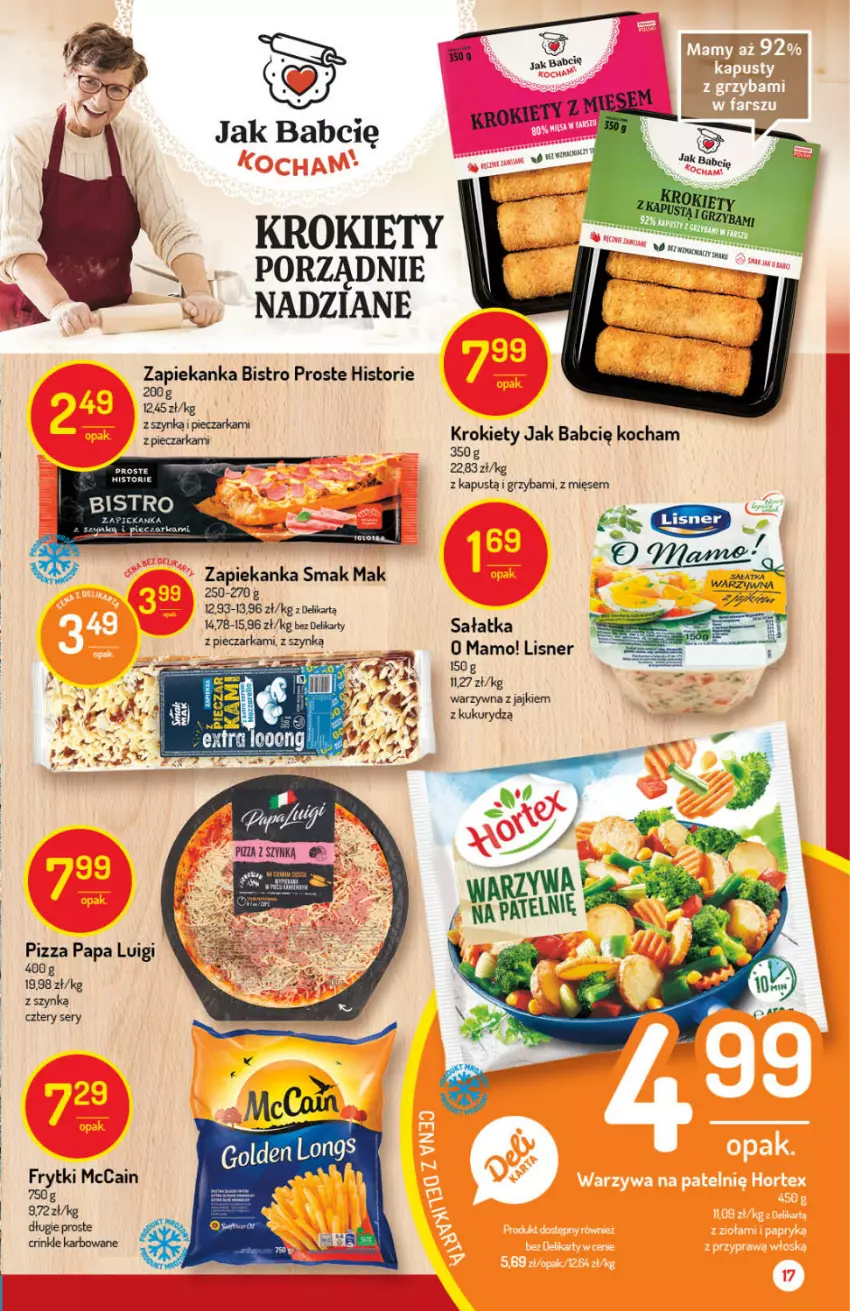 Gazetka promocyjna Delikatesy Centrum - Gazetka Delikatesy Centrum - ważna 29.04 do 05.05.2021 - strona 17 - produkty: Frytki, Kapustą, Koc, Krokiety, Lisner, McCain, Piec, Pieczarka, Pizza, Por, Sałat, Sałatka, Ser, Zapiekanka