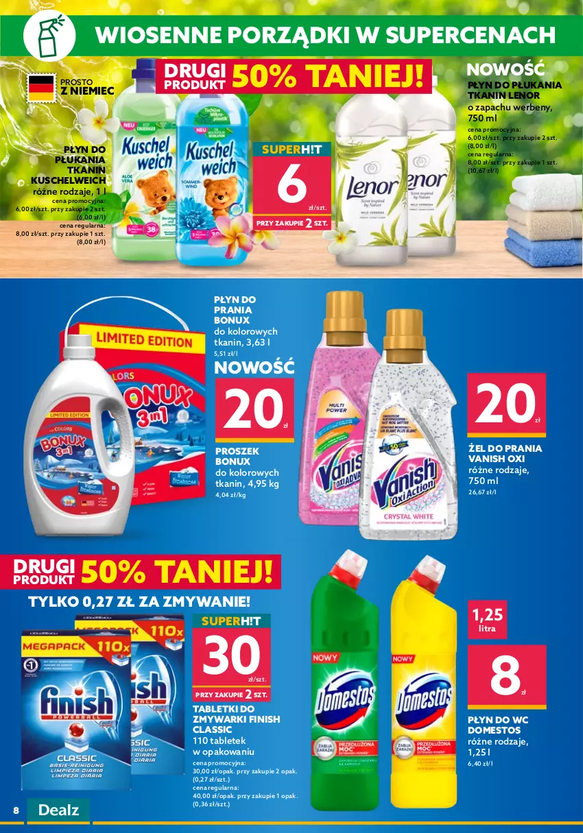 Gazetka promocyjna Dealz - NOWA GAZETKAWielkie Marki Mini Ceny - ważna 02.06 do 14.06.2022 - strona 8 - produkty: Domestos, Finish, Foremki, Gra, Lenor, Płyn do płukania, Płyn do prania, Płyn do wc, Por, Tablet, Tabletki do zmywarki, Vanish, Zmywarki