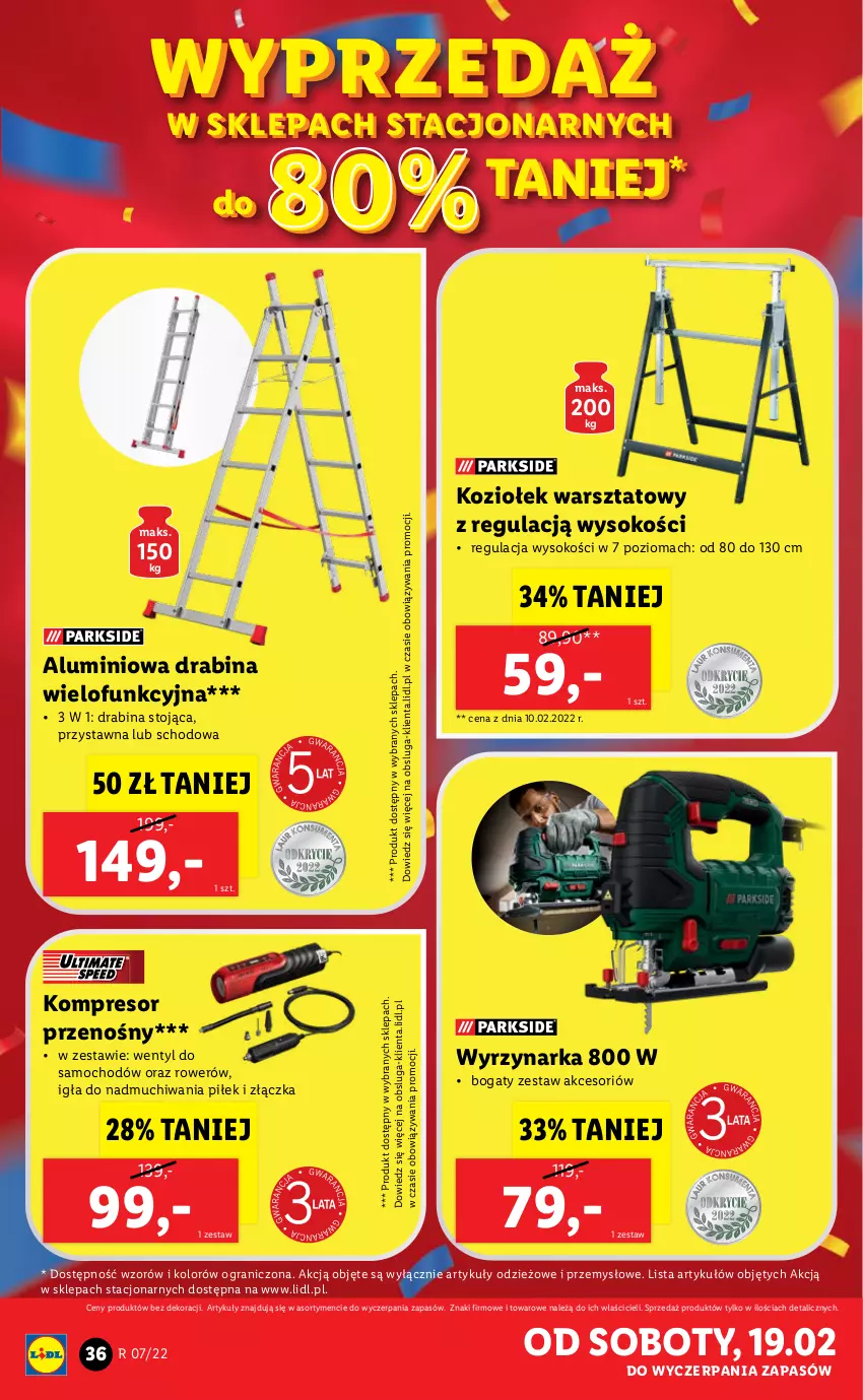 Gazetka promocyjna Lidl - GAZETKA - ważna 14.02 do 19.02.2022 - strona 38 - produkty: Drabina, Gra, Kompresor, Rower, Sok, Wyrzynarka