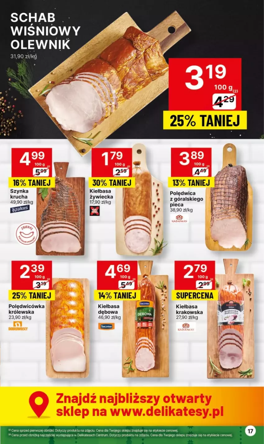 Gazetka promocyjna Delikatesy Centrum - Gazetka DC46 czw-sr - ważna 23.11 do 29.11.2023 - strona 17 - produkty: Kiełbasa, Kiełbasa krakowska, Olewnik, Piec, Polędwica, Rum, Szynka