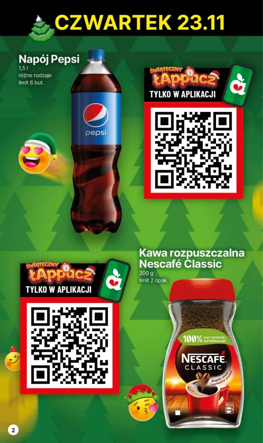 Gazetka promocyjna Delikatesy Centrum - Gazetka DC46 czw-sr - ważna 23.11 do 29.11.2023 - strona 2 - produkty: Kawa, Kawa rozpuszczalna, Napój, Pepsi