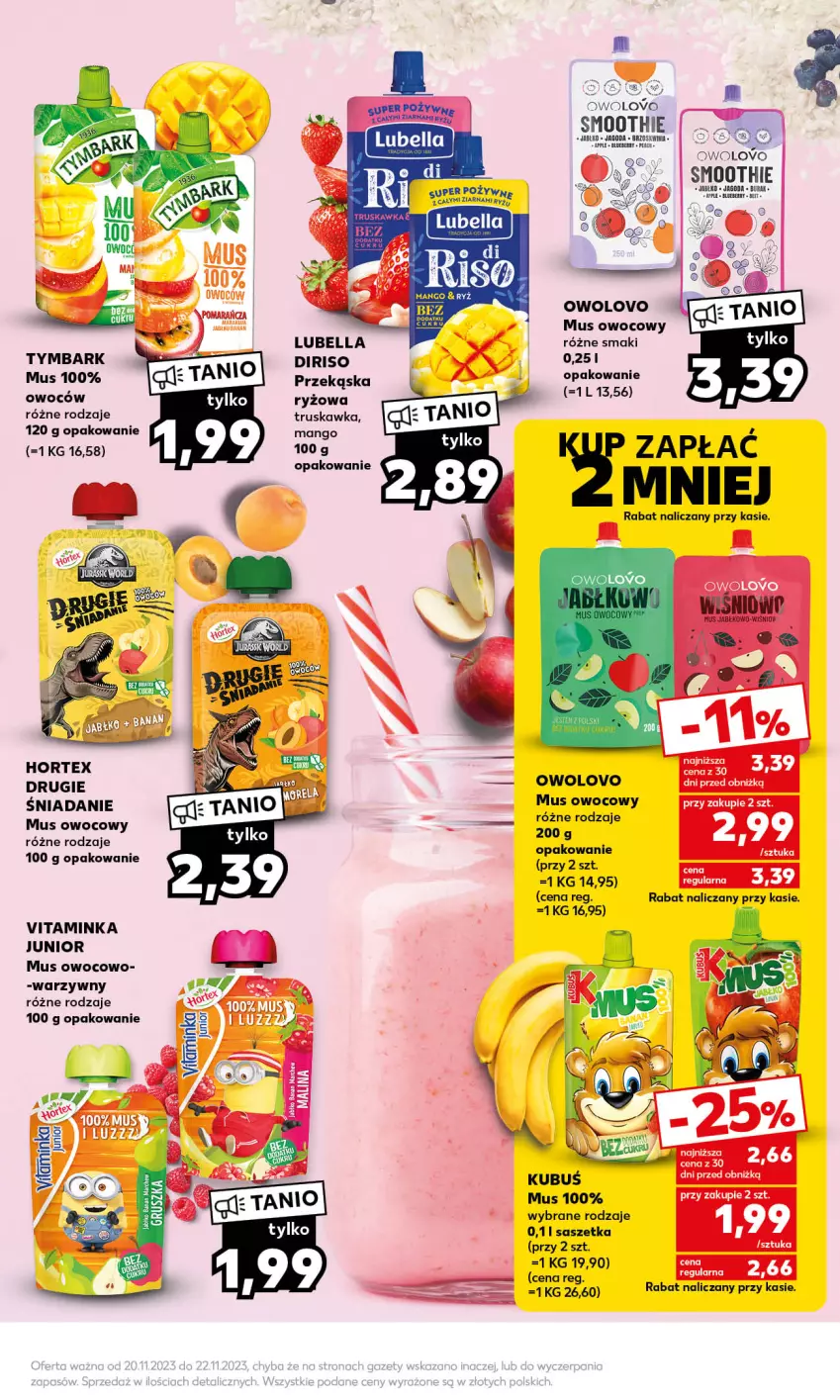 Gazetka promocyjna Kaufland - Mocny Start - ważna 20.11 do 22.11.2023 - strona 25 - produkty: Bell, Bella, Inka, Kubuś, Lubella, Mango, Mus, Por, Ryż, Smoothie, Tymbark