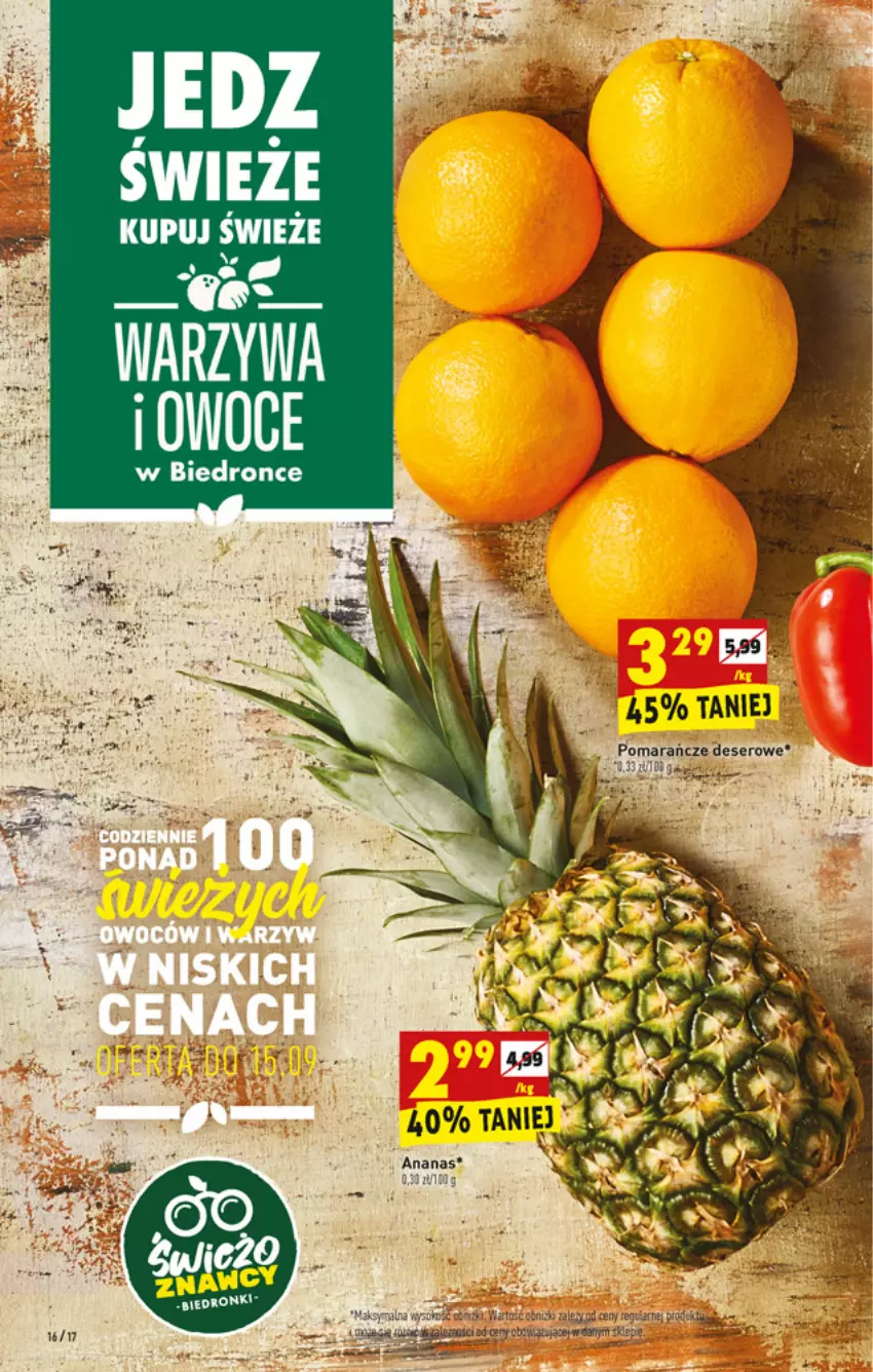 Gazetka promocyjna Biedronka - W tym tygodniu - ważna 13.09 do 18.09.2021 - strona 16 - produkty: Ananas, Deser, Fa, Pomarańcze, Ser
