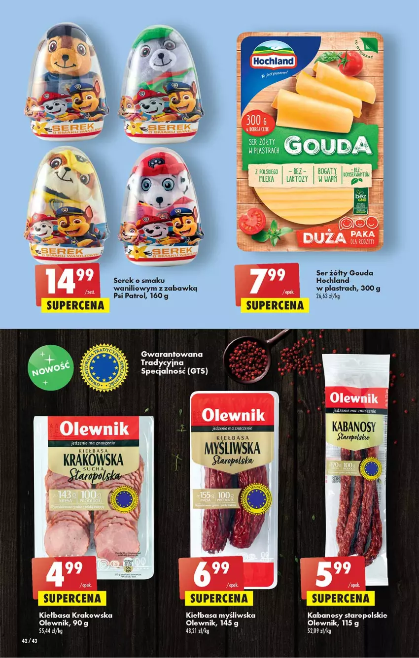 Gazetka promocyjna Biedronka - W tym tygodniu - ważna 31.03 do 06.04.2022 - strona 42 - produkty: Gouda, Hochland, Kabanos, Kiełbasa, Olewnik, Psi Patrol, Ser, Serek