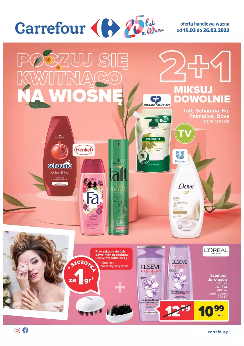 Gazetka promocyjna Carrefour - Gazetka Poczuj się kwitnąco na wiosnę - ważna 15.03 do 26.03.2022 - strona 1 - produkty: Colgate, LG, Palmolive, Szampon