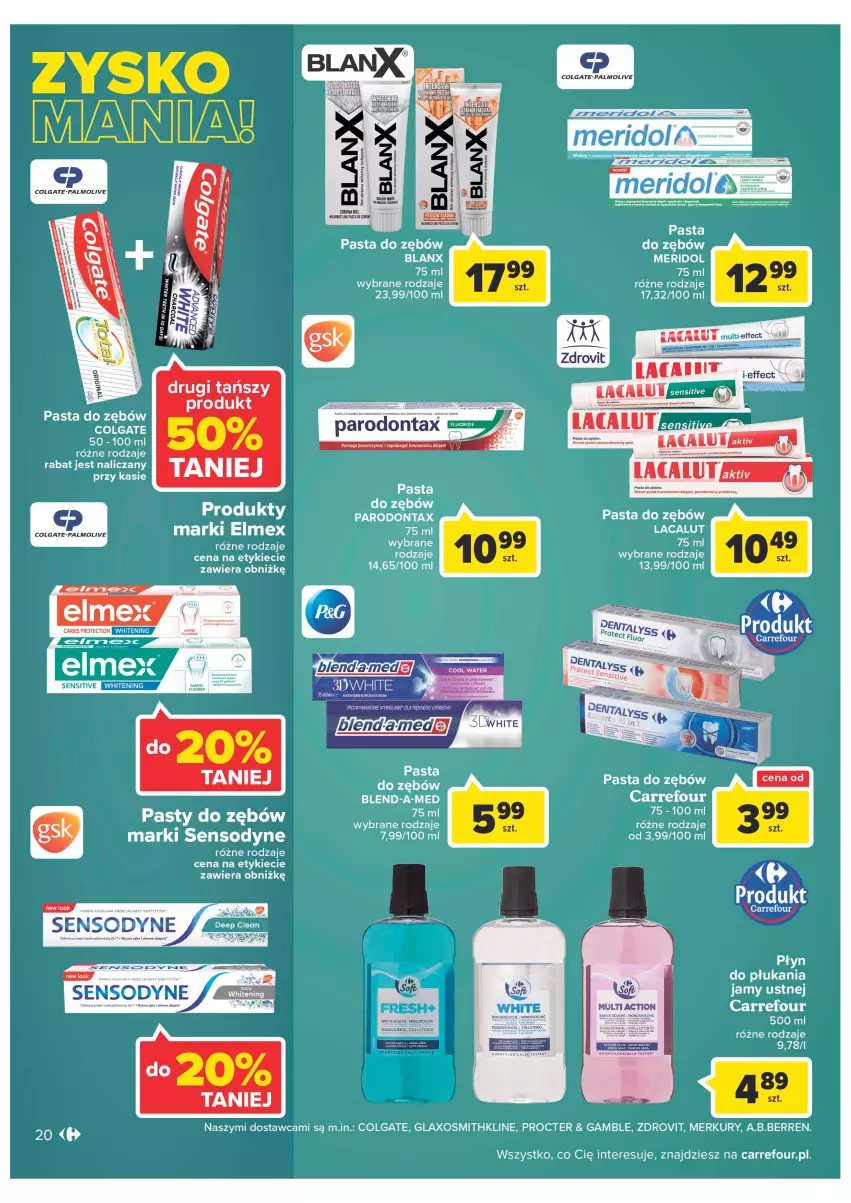 Gazetka promocyjna Carrefour - Gazetka Poczuj się kwitnąco na wiosnę - ważna 15.03 do 26.03.2022 - strona 20 - produkty: Blend-a-Med, Colgate, Elmex, Lacalut, LG, Palmolive, Parodontax, Pasta do zębów, Sensodyne, Wagi