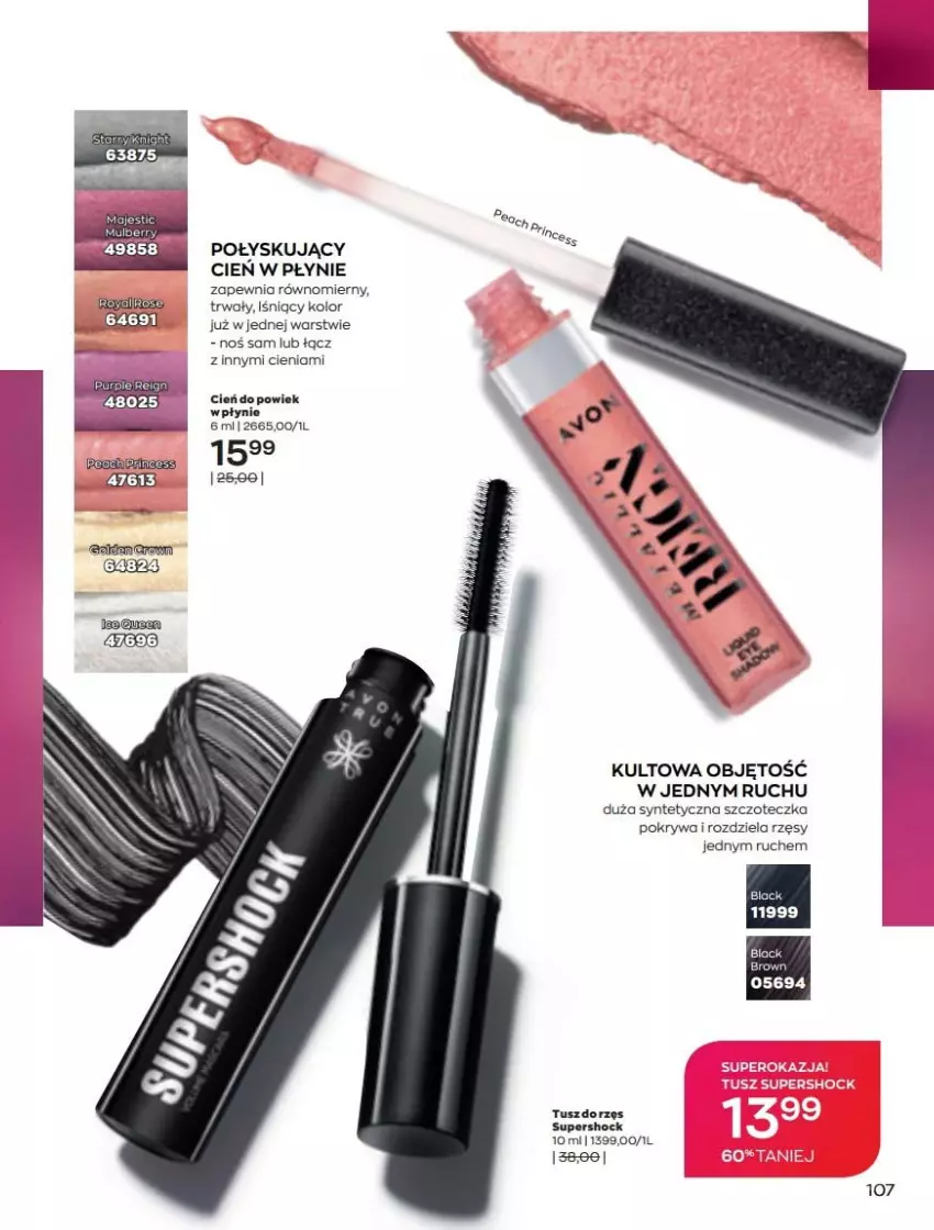 Gazetka promocyjna Avon - Katalog Avon online 5/2021 - ważna 01.05 do 31.05.2021 - strona 107 - produkty: Cień, Pokrywa, Szczoteczka, Tusz