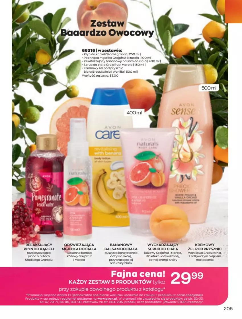 Gazetka promocyjna Avon - Katalog Avon online 5/2021 - ważna 01.05 do 31.05.2021 - strona 205 - produkty: Balsam do ciała, Gra, Granat, Grejpfrut, Morela, Płyn do kąpieli, Róża, Ser